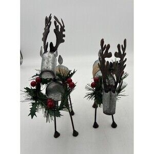 Christmas Decorative Metal Twine Reindeer Figurines Set Of 2